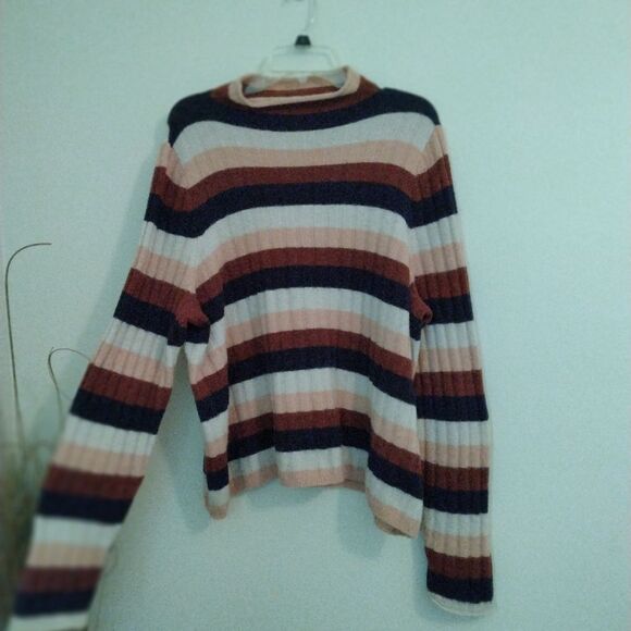 Madewell striped turtle neck sweater multicolor Mock neck size 3X - Picture 6 of 10